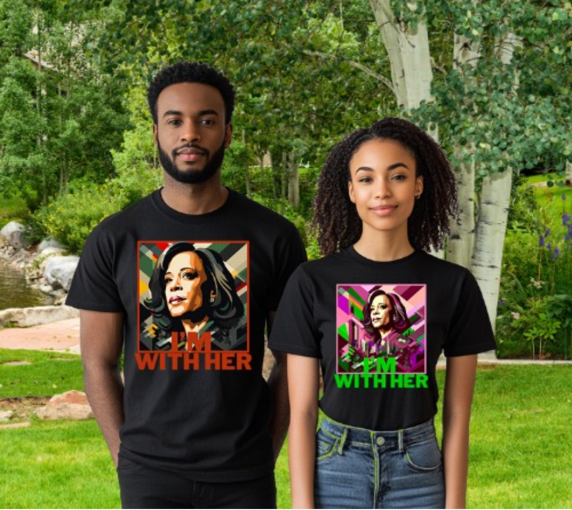 Men and Women I’m with Her Kamala T-shirt - Two Anointed Hands