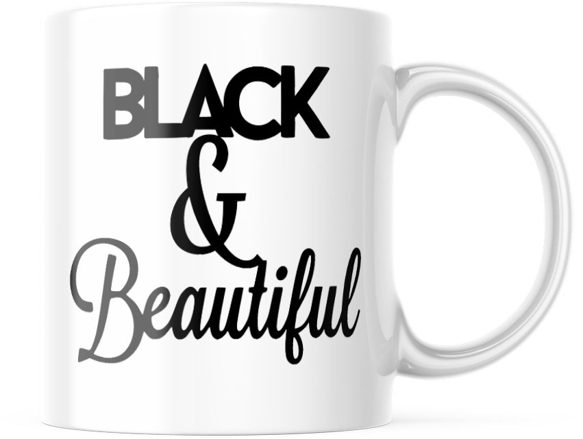 Black & Beautiful Mug - Inspirational Design, High-Quality Ceramic, 11oz - Two Anointed Hands
