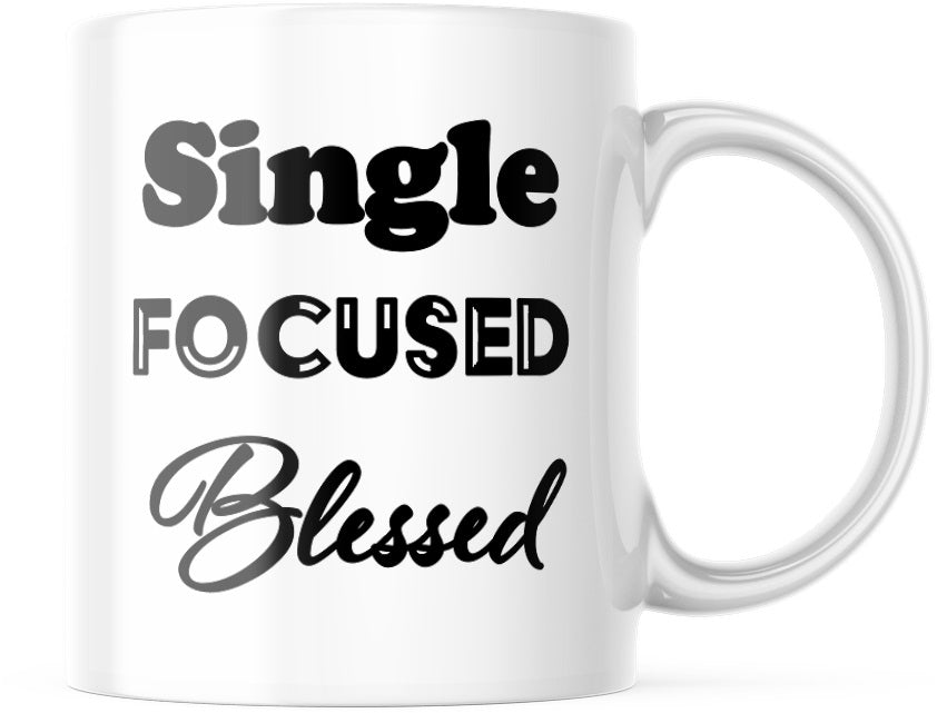 Single, Focused, Blessed Inspirational Mug - Two Anointed Hands