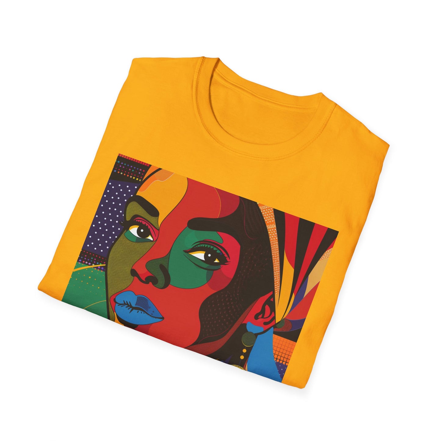 Vibrant Art-Inspired Unisex Softstyle T-Shirt - Colorful Portrait Design