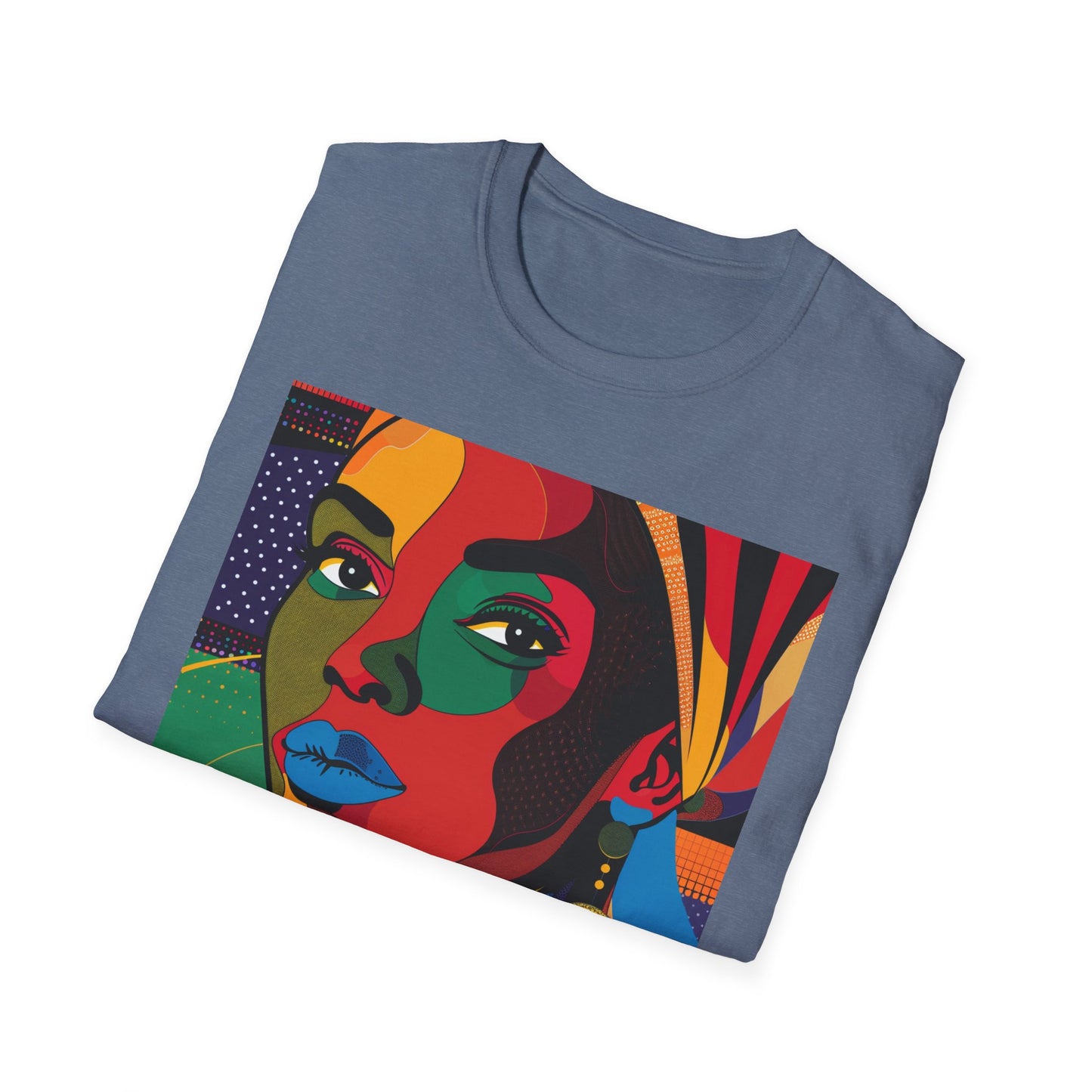 Vibrant Art-Inspired Unisex Softstyle T-Shirt - Colorful Portrait Design