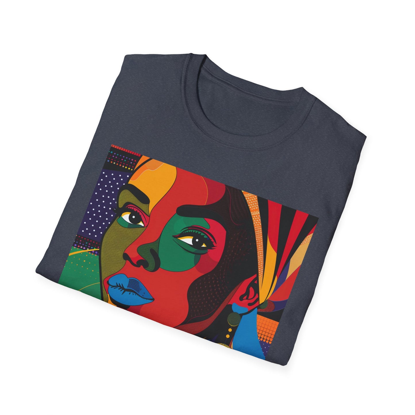Vibrant Art-Inspired Unisex Softstyle T-Shirt - Colorful Portrait Design