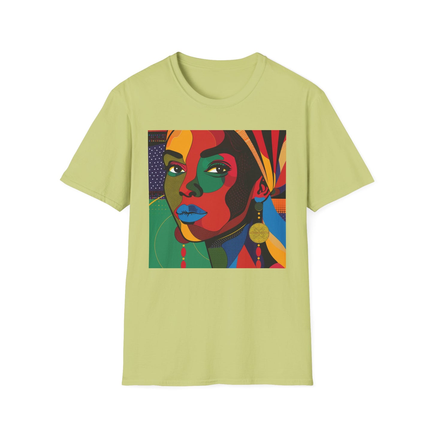 Vibrant Art-Inspired Unisex Softstyle T-Shirt - Colorful Portrait Design