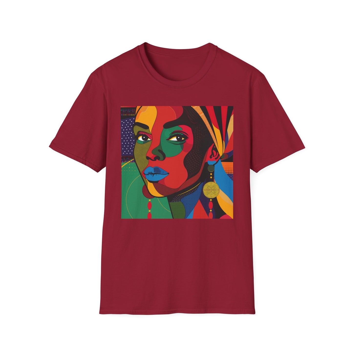 Vibrant Art-Inspired Unisex Softstyle T-Shirt - Colorful Portrait Design