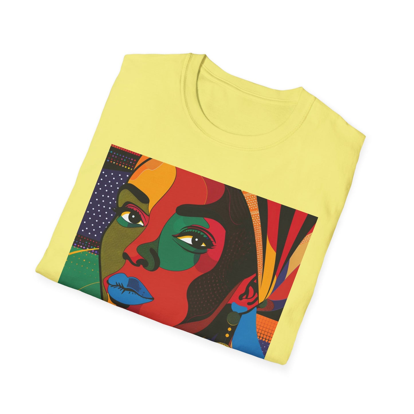 Vibrant Art-Inspired Unisex Softstyle T-Shirt - Colorful Portrait Design