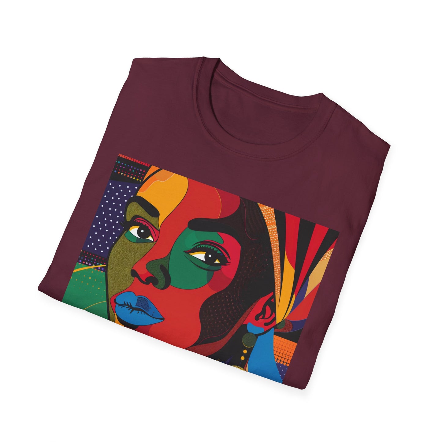 Vibrant Art-Inspired Unisex Softstyle T-Shirt - Colorful Portrait Design
