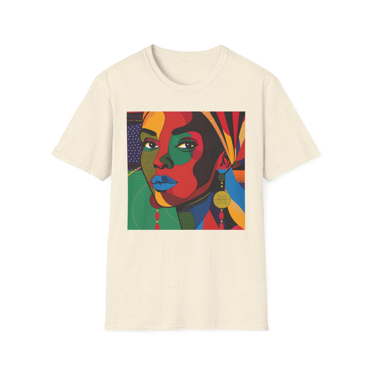 Vibrant Art-Inspired Unisex Softstyle T-Shirt - Colorful Portrait Design