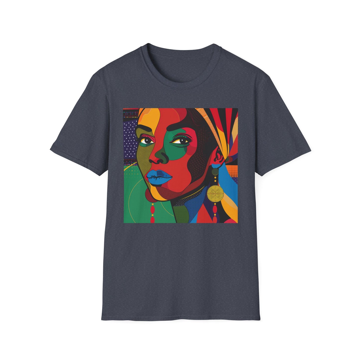 Vibrant Art-Inspired Unisex Softstyle T-Shirt - Colorful Portrait Design