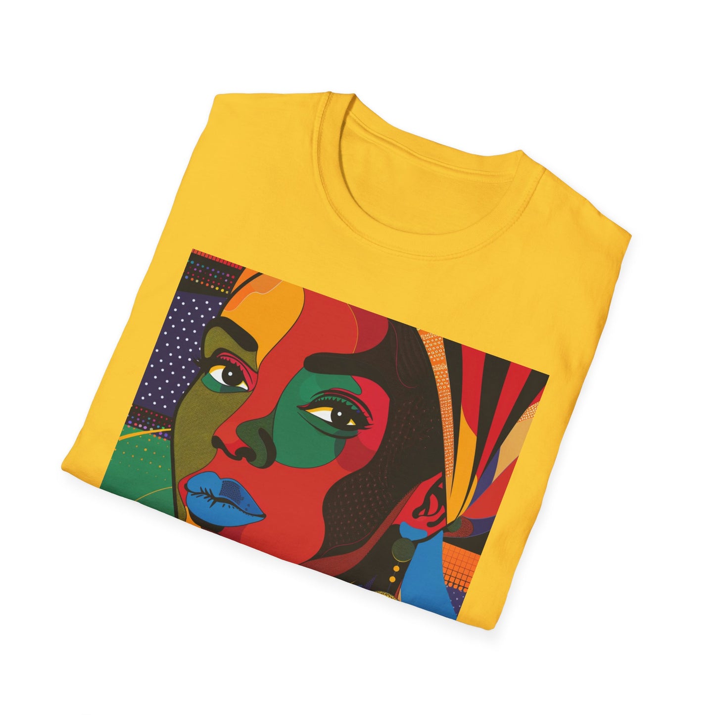 Vibrant Art-Inspired Unisex Softstyle T-Shirt - Colorful Portrait Design