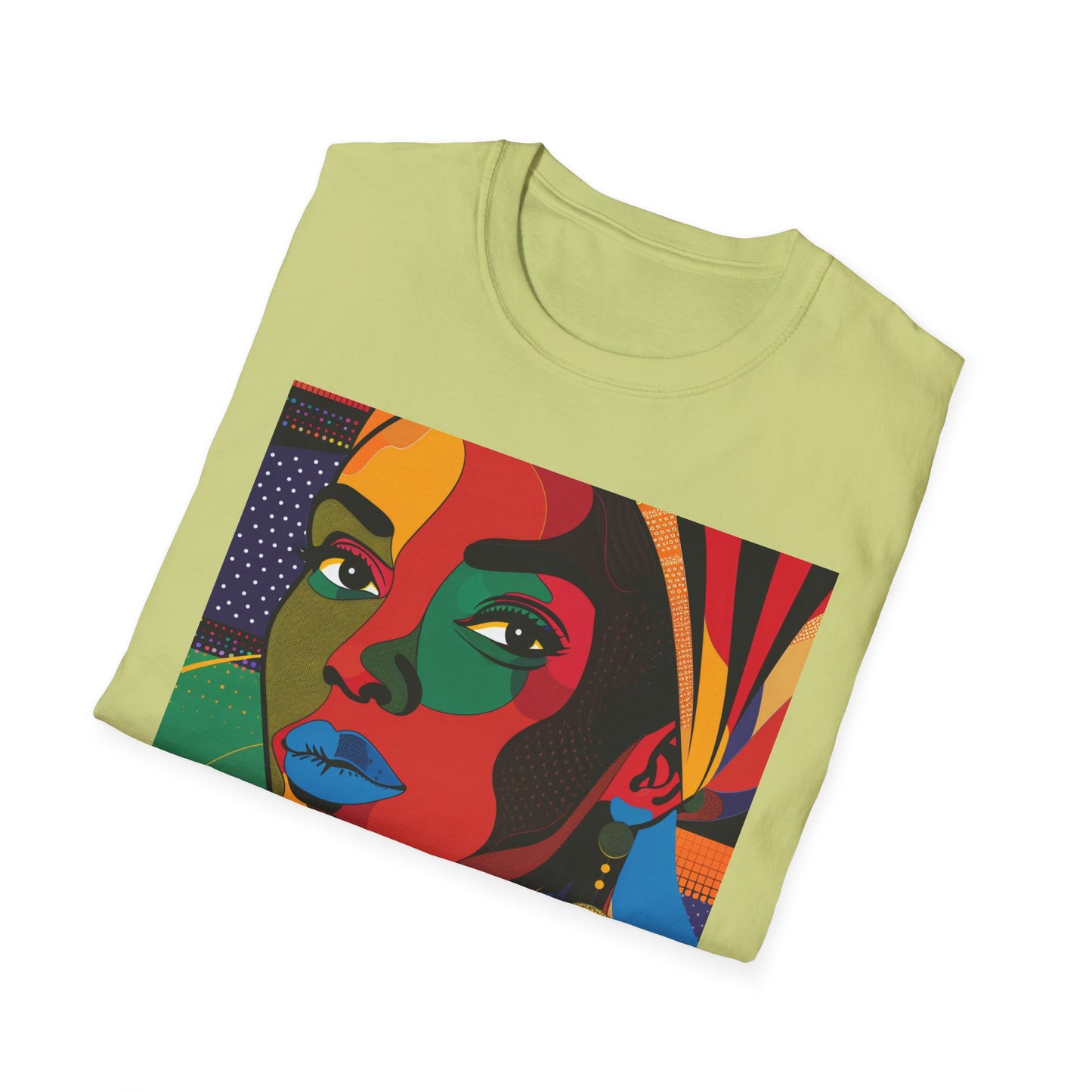 Vibrant Art-Inspired Unisex Softstyle T-Shirt - Colorful Portrait Design