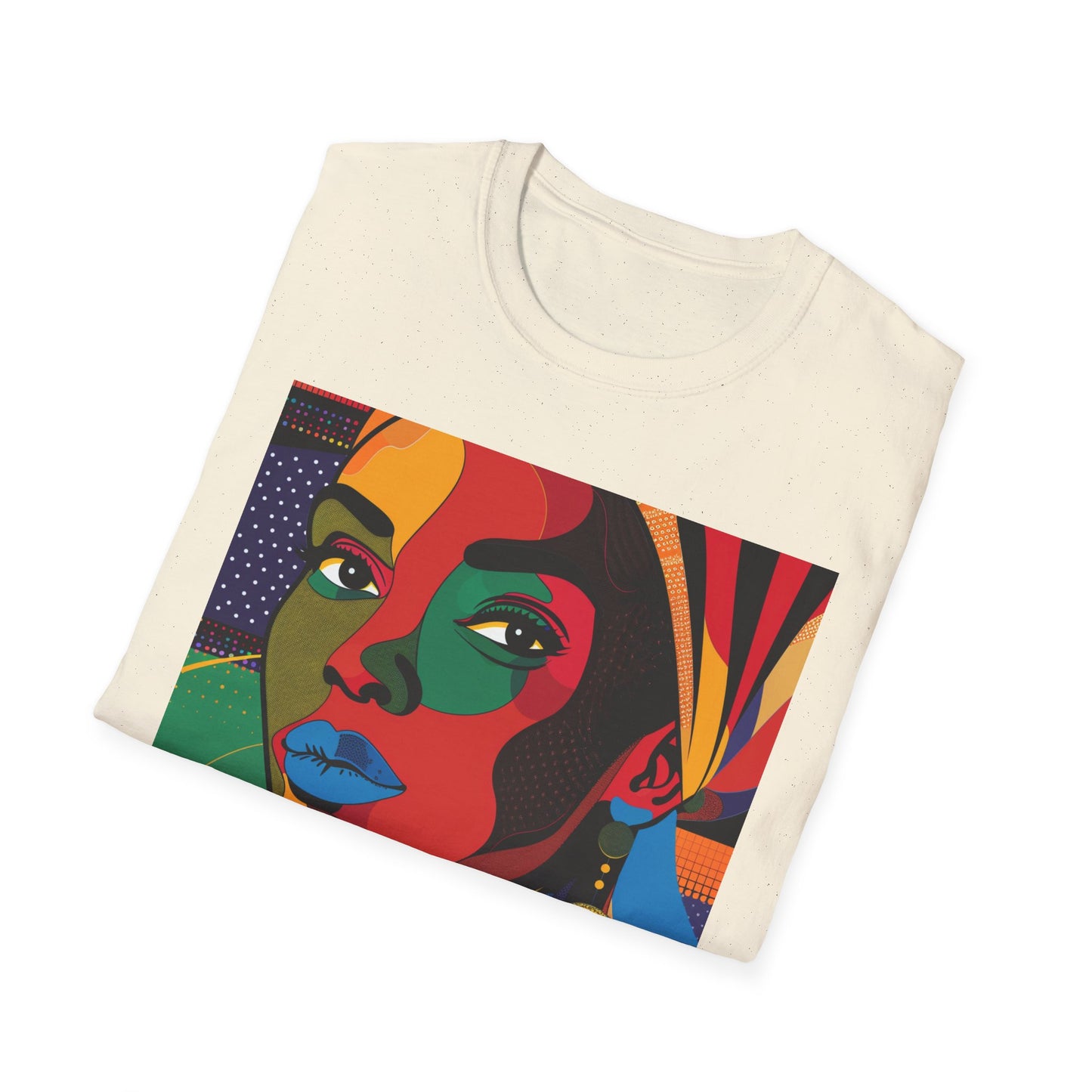 Vibrant Art-Inspired Unisex Softstyle T-Shirt - Colorful Portrait Design