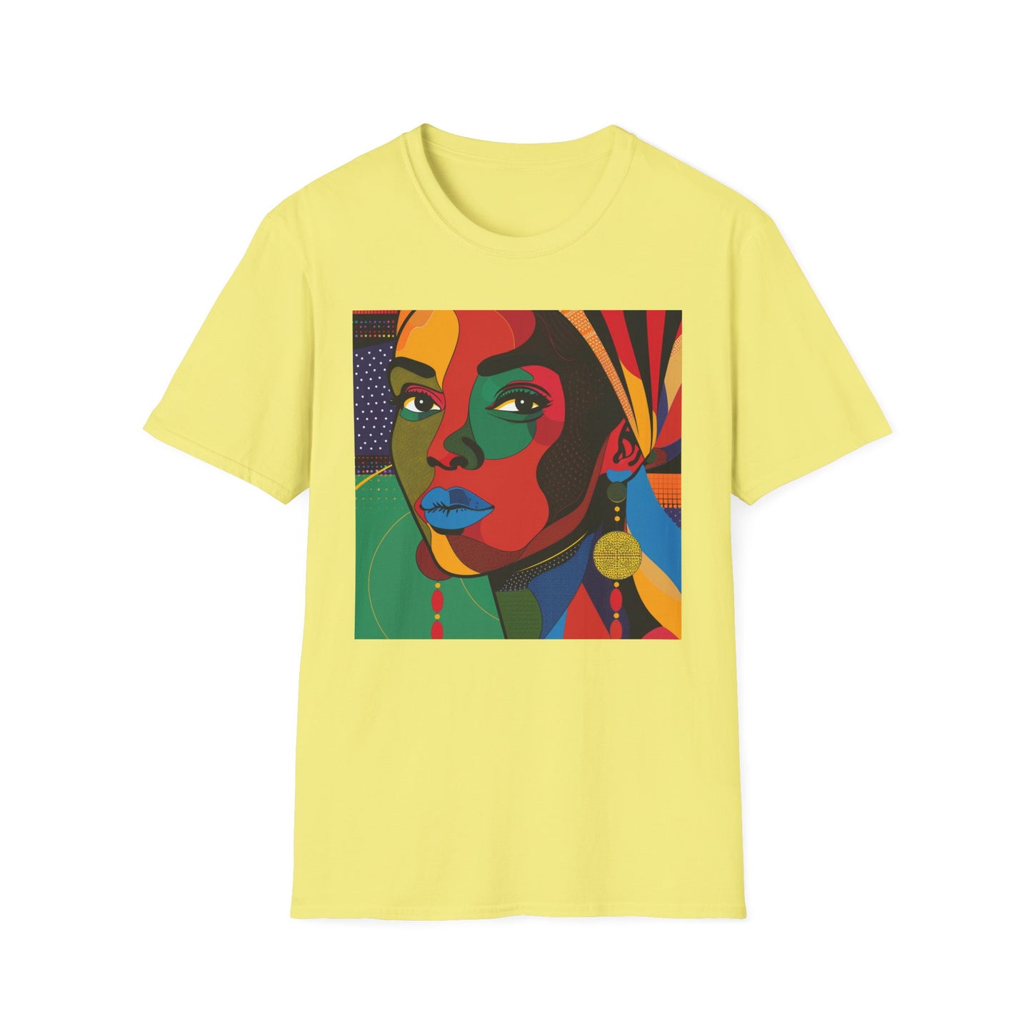 Vibrant Art-Inspired Unisex Softstyle T-Shirt - Colorful Portrait Design