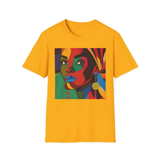 Vibrant Art-Inspired Unisex Softstyle T-Shirt - Colorful Portrait Design