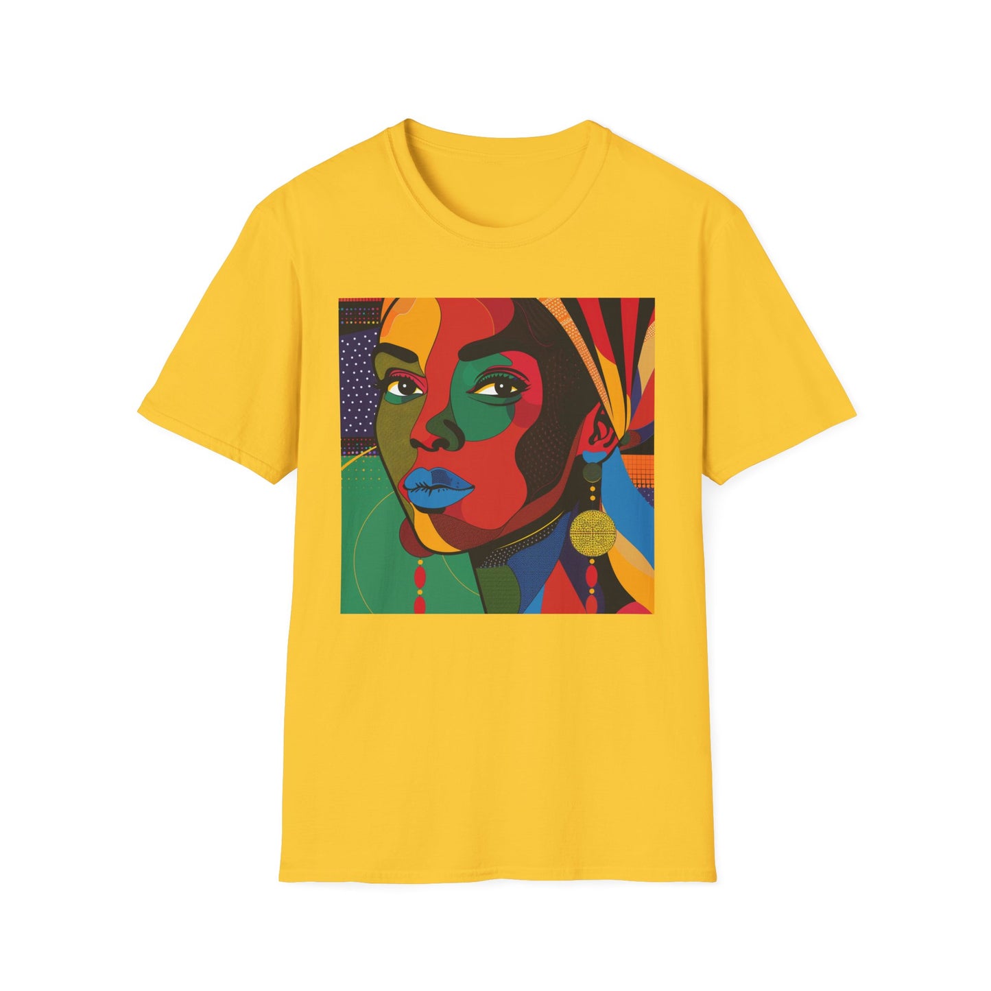 Vibrant Art-Inspired Unisex Softstyle T-Shirt - Colorful Portrait Design