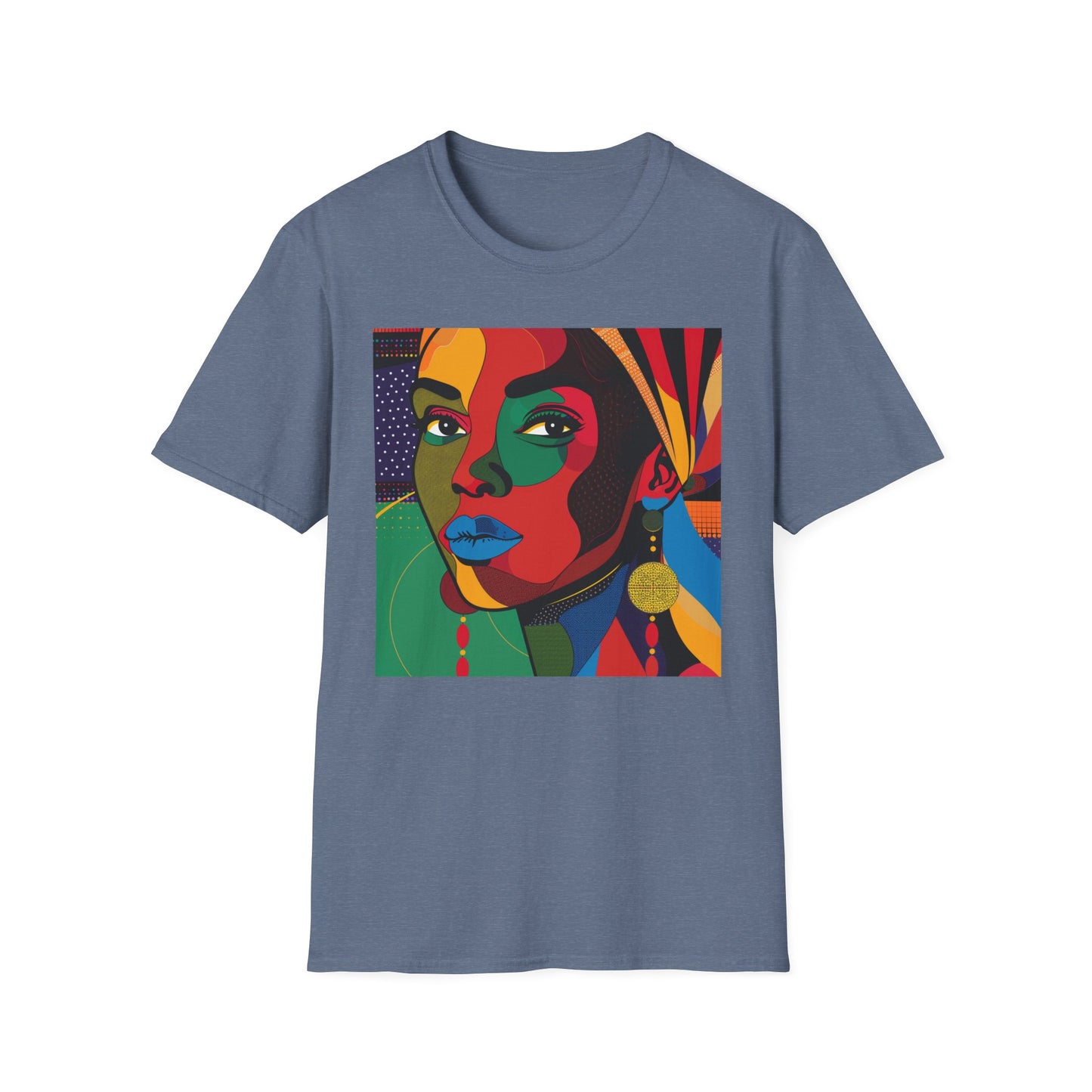Vibrant Art-Inspired Unisex Softstyle T-Shirt - Colorful Portrait Design