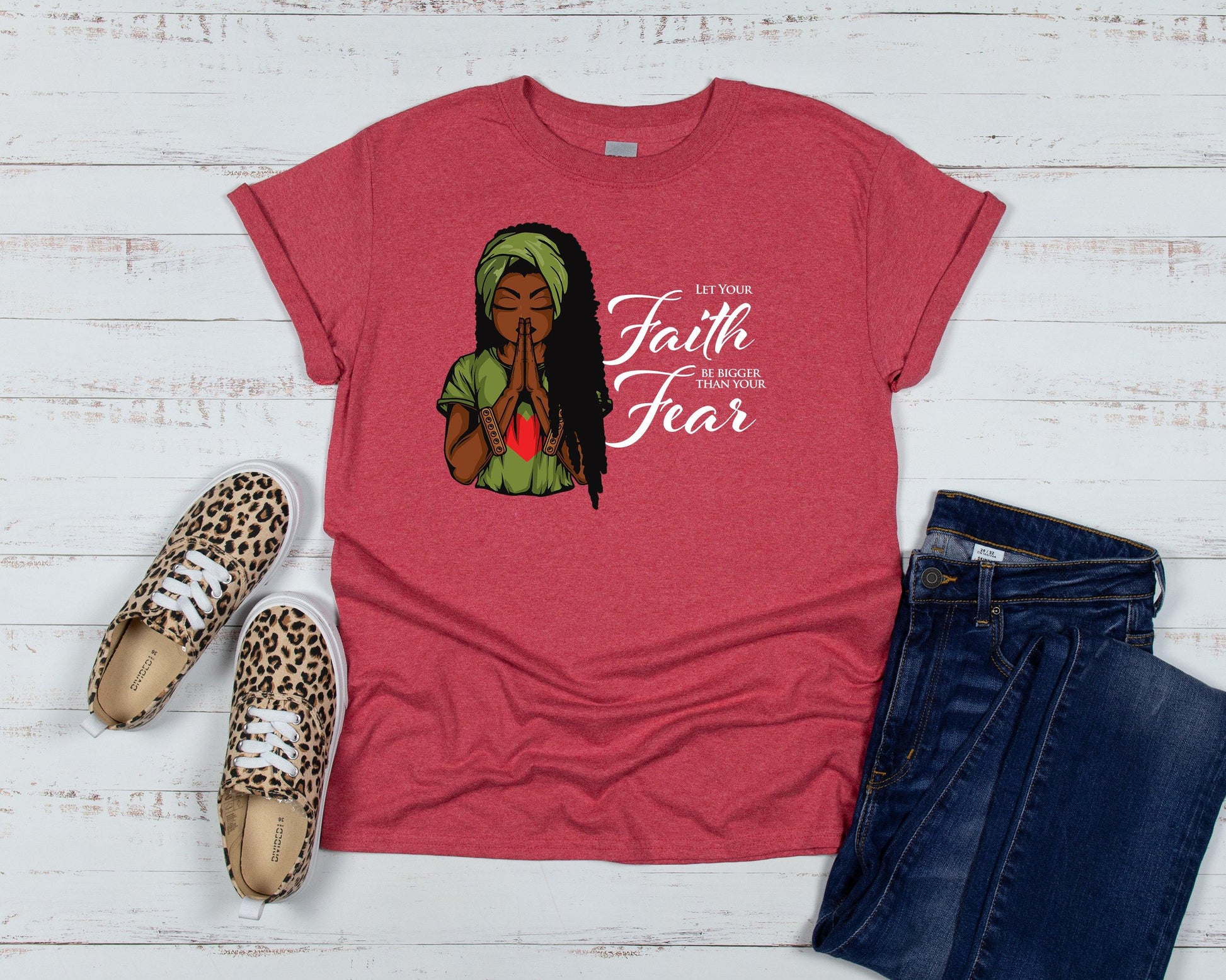Let Your Faith Feed Your Fear Motivational T-shirt - Two Anointed Hands