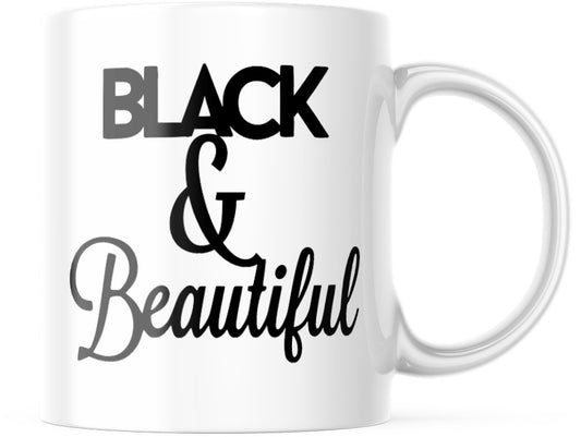 Black & Beautiful Mug - Inspirational Design, High-Quality Ceramic, 11oz - Two Anointed Hands